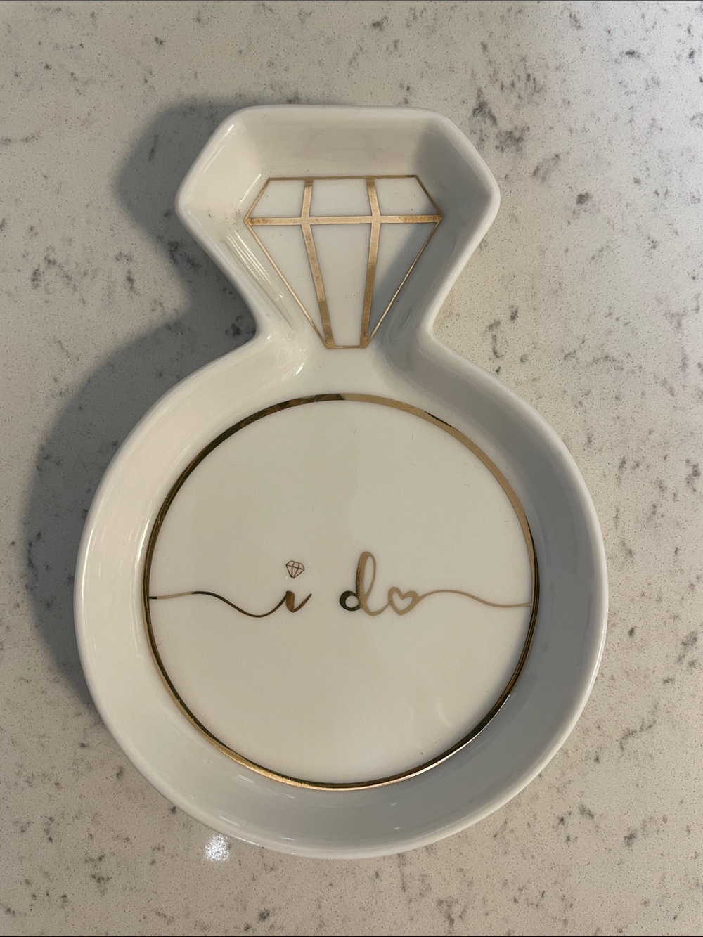 Kate Aspen White and Gold 'I Do' Ring Dish